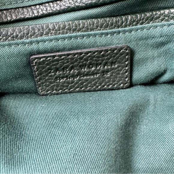 Zara Dark Green Thick 100% Pebble Cow Leather Tote bag - Picture 8 of 16
